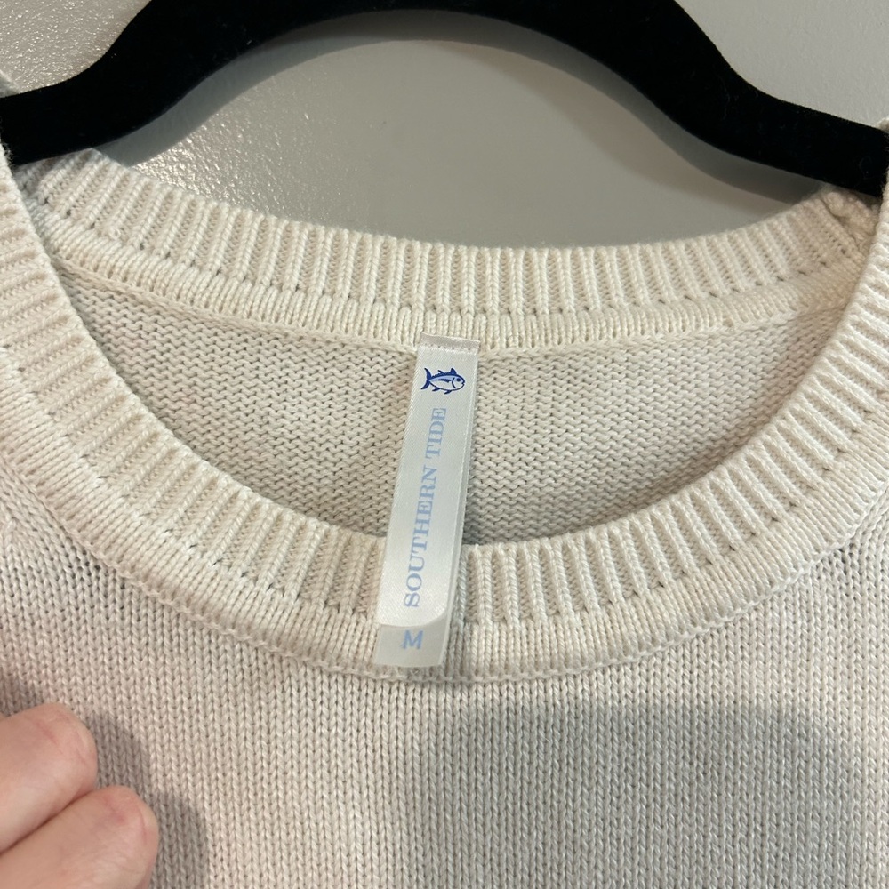 Southern Tide Cream Fair Isle Crew Sweater with Red & Navy Accents - Picture 3 of 3